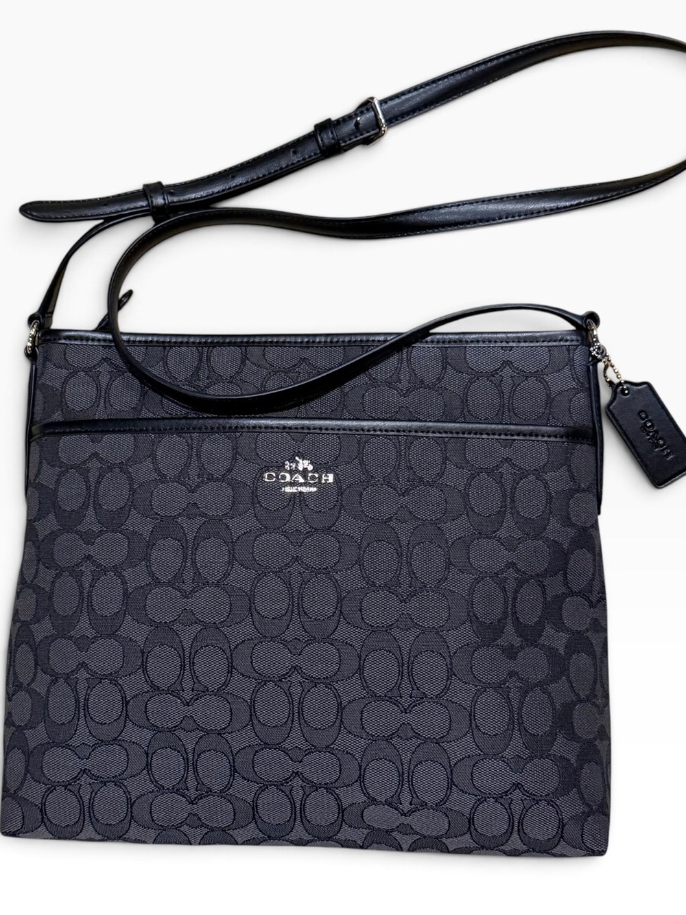 Coach Signature Black/Smoke File Crossbody Bag F58285 - EUC - Picture 2 of 12